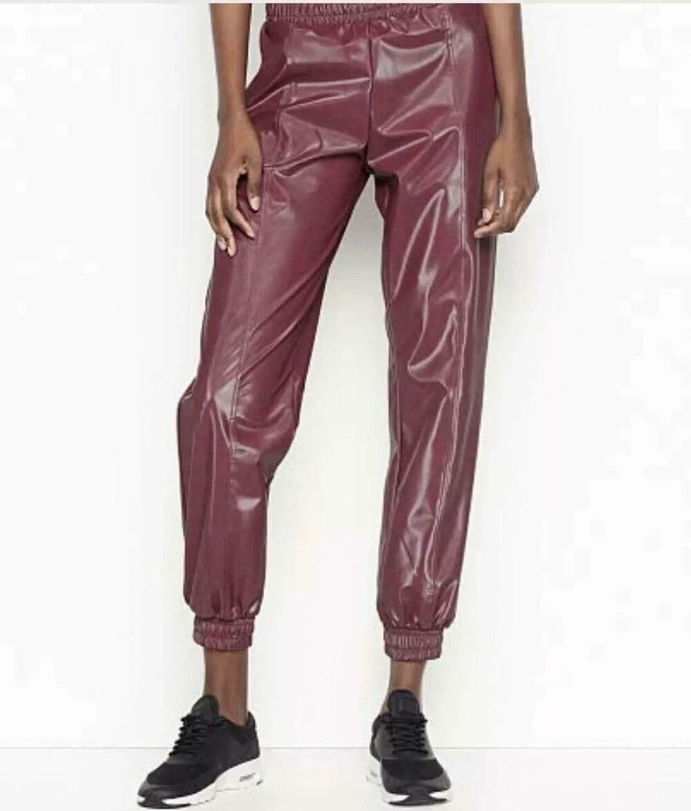 Victoria's Secret Sport NWT Lightweight Faux Leather Coated Pull On Jogger Pants